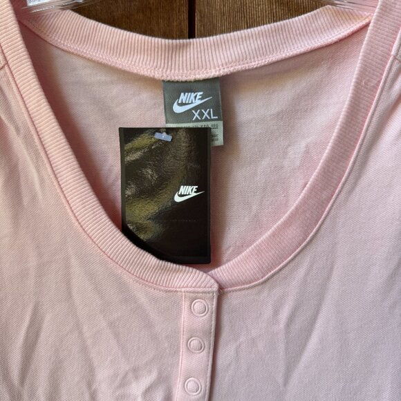 NWT Nike Pink Scoop Neck Short Sleeve Cotton Knit Tee in Women's XXL - Picture 3 of 9